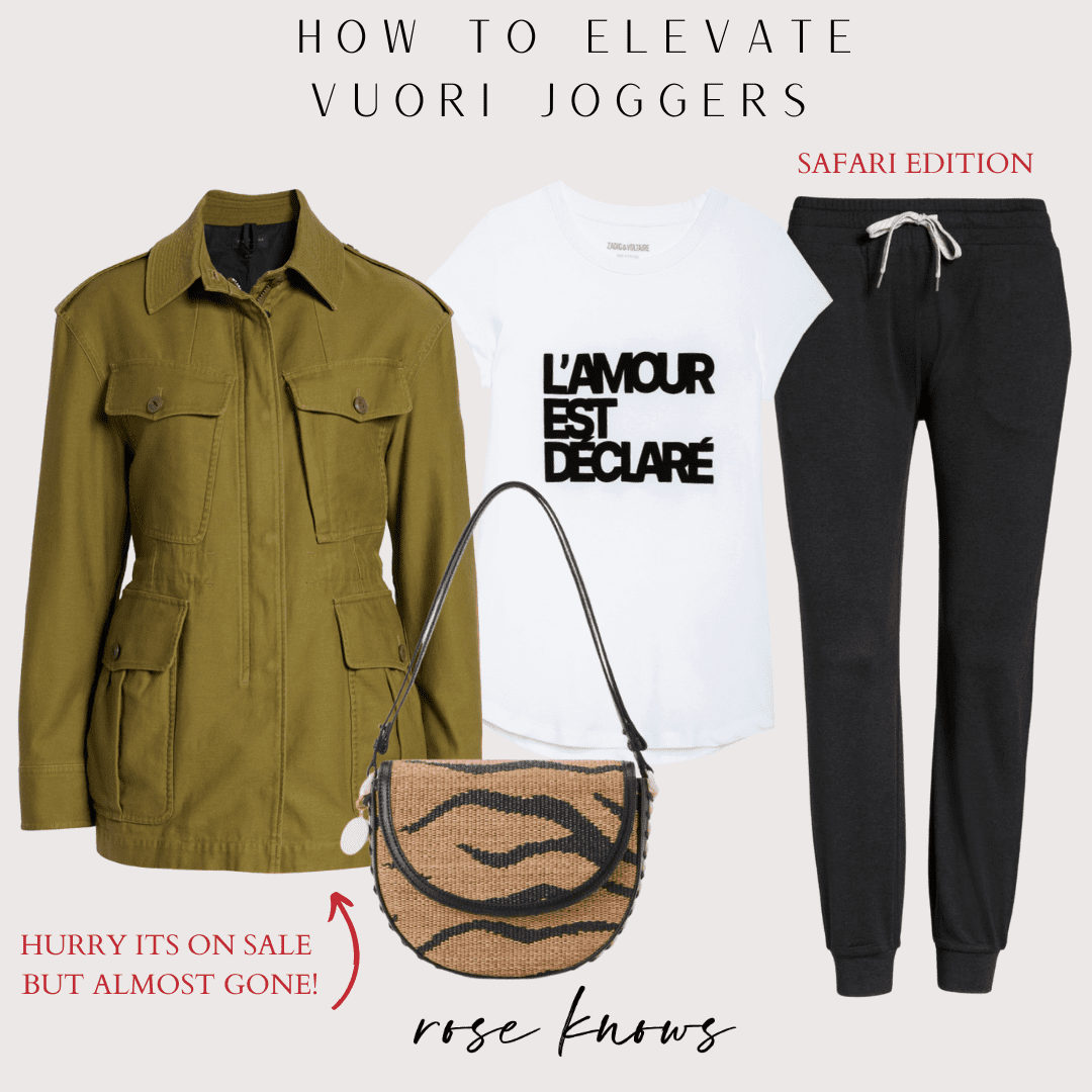 army jacket and joggers