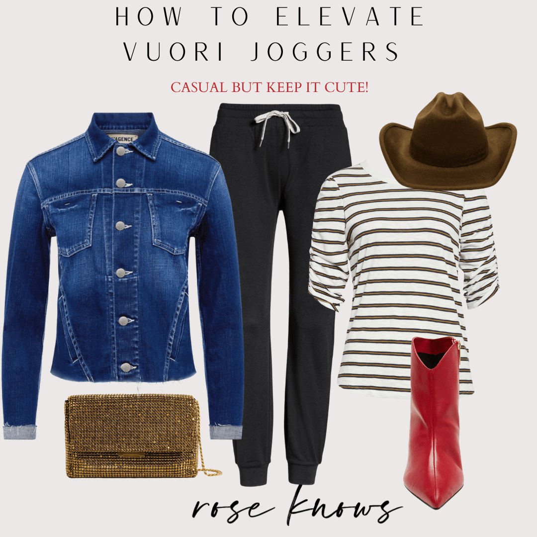 denim jacket and joggers western concert cowboy hat