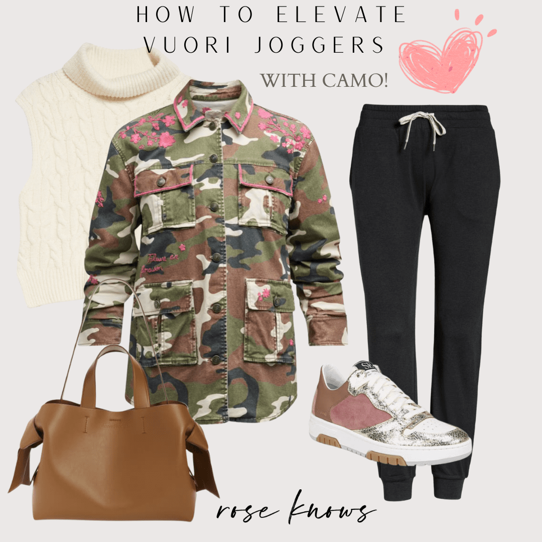 embroidered army jacket and jogger pants 