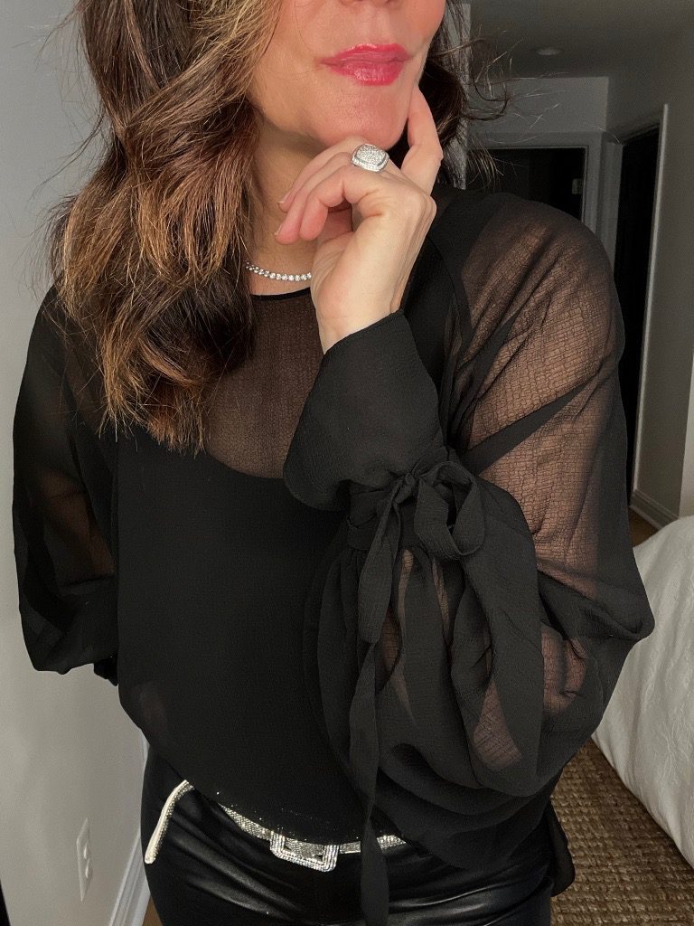 pretty black sheer blouse