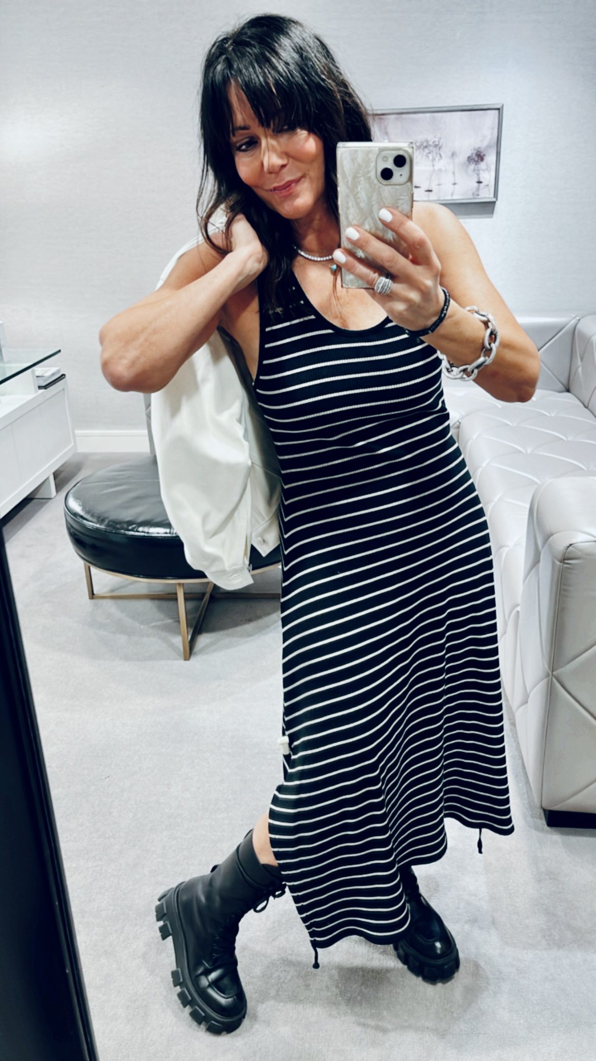 stripe knit tank dress


