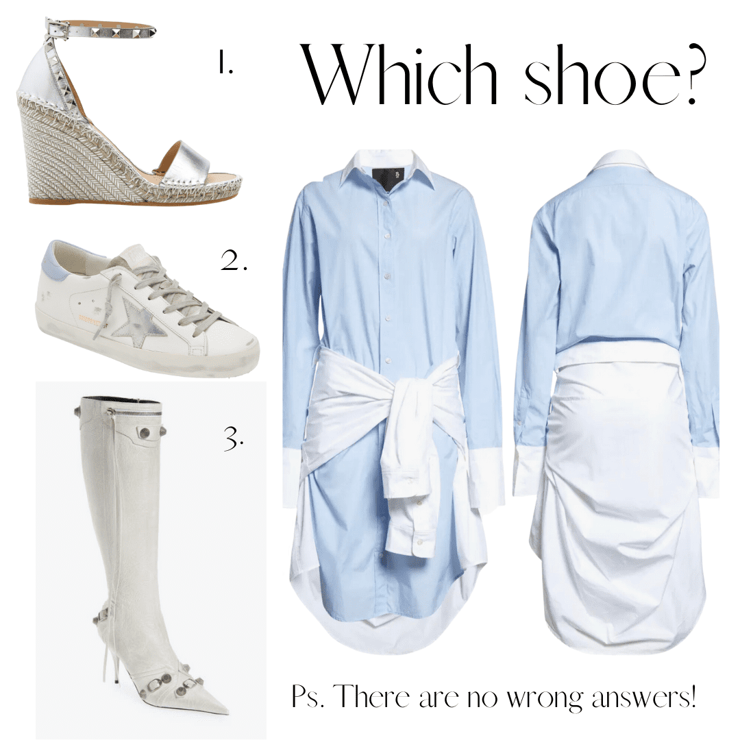 so many ways too wear this shirtdress and make it look different with your shoe choice.