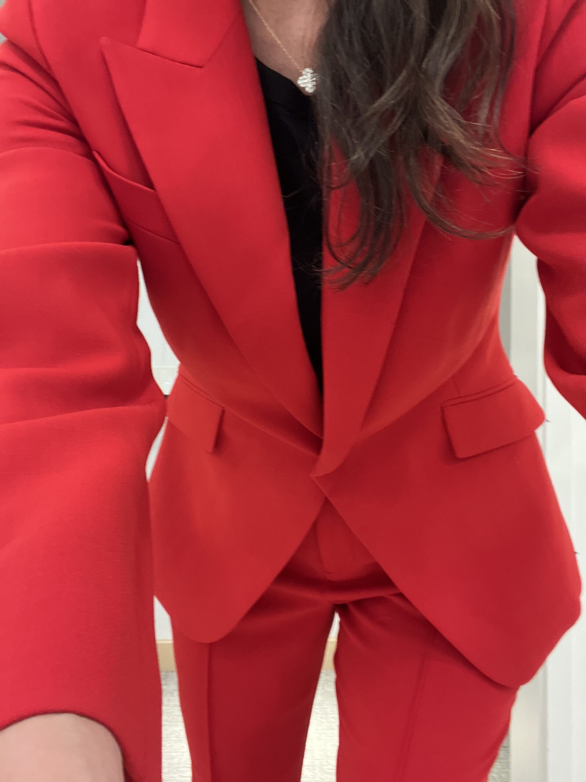 Nordstrom anniversary sale red suit by Reiss.